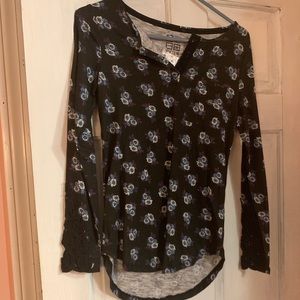Black long sleeve shirt with flowers